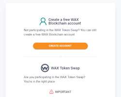WAX website Create Account button