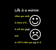 Art Quotes: Life Is A Mirror Quote With Emoticons Picture In Black ... via Relatably.com