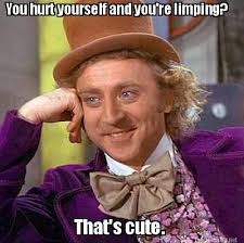 Meme Maker - You hurt yourself and you&#39;re limping? That&#39;s cute ... via Relatably.com