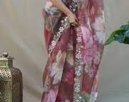 Organza saree with heavy embellishments