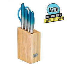 Tasty 6 Piece Prep Knife Block Set, Cutlery Set with Stainless Steel ...